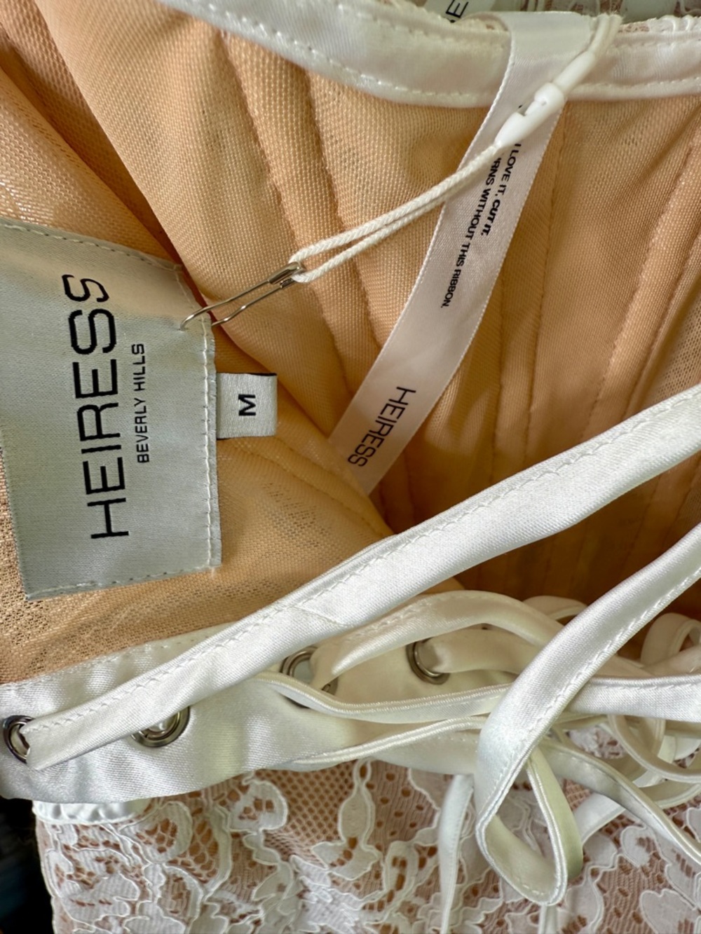 Heiress Beverly Hills WHITE LACE CORSET DRAPED MINI DRESS - Picture 6 of 8